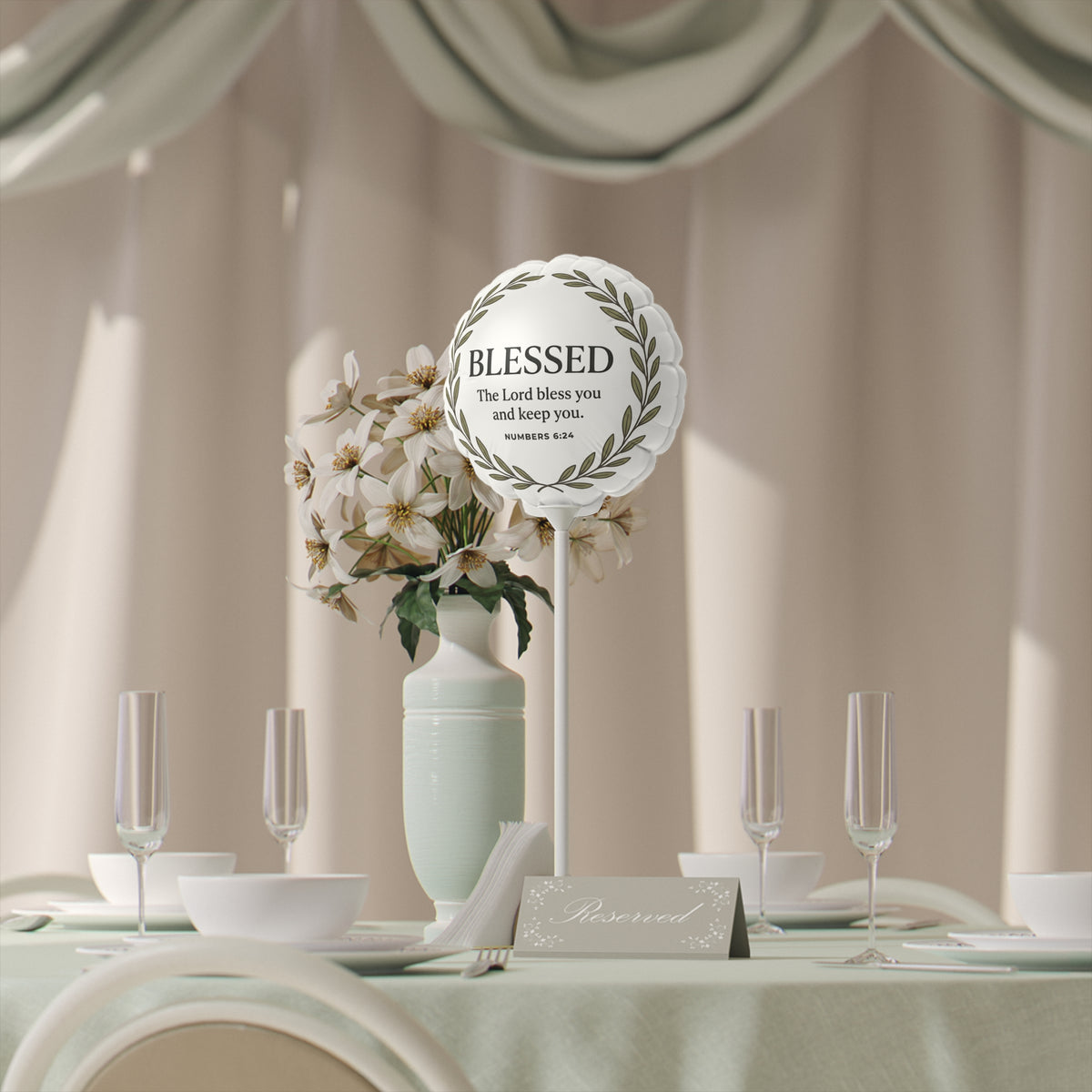 Blessed Heart Balloon — "BLESSED" Bible Verse (Numbers 6:24) 6" Religious Party Favor