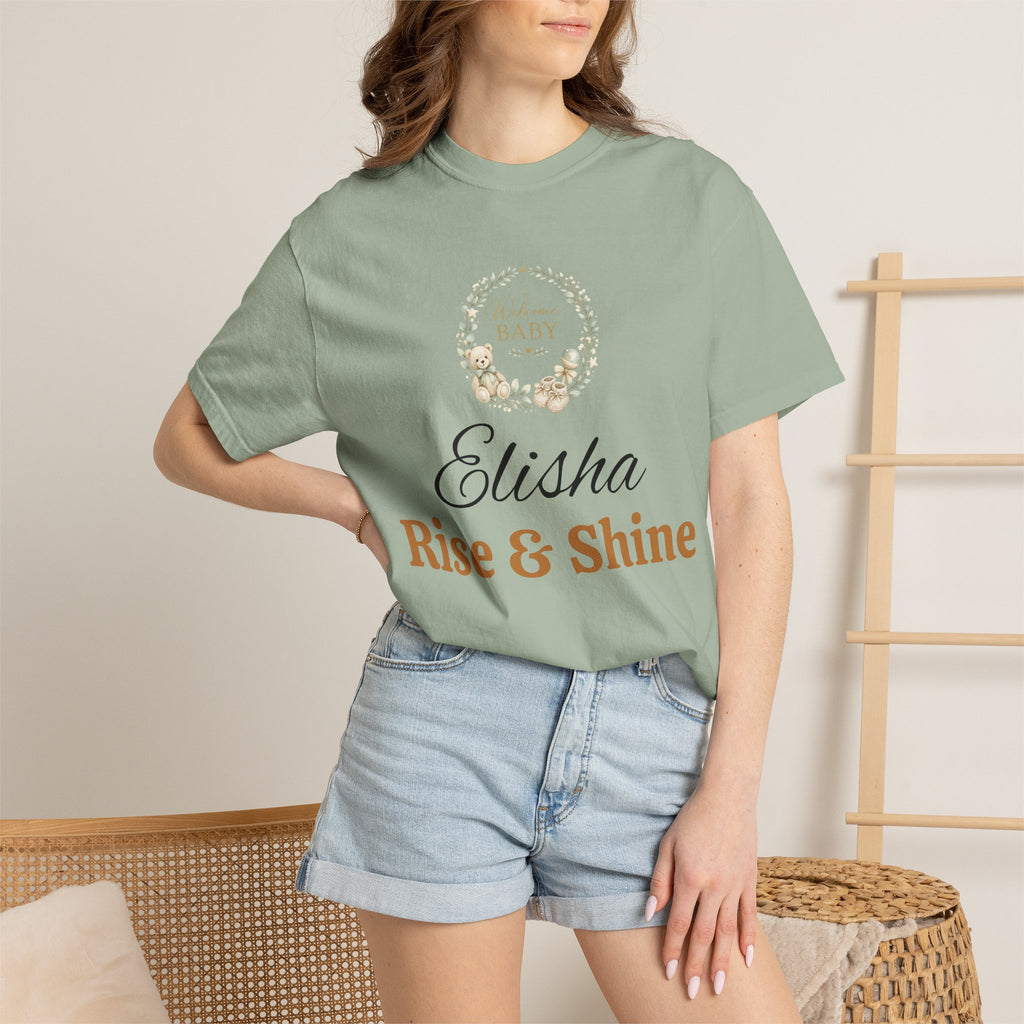 Personalized 'Rise & Shine' T-Shirt — Custom Name Floral Monogram Tee