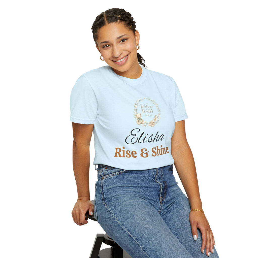 Personalized 'Rise & Shine' T-Shirt — Custom Name Floral Monogram Tee