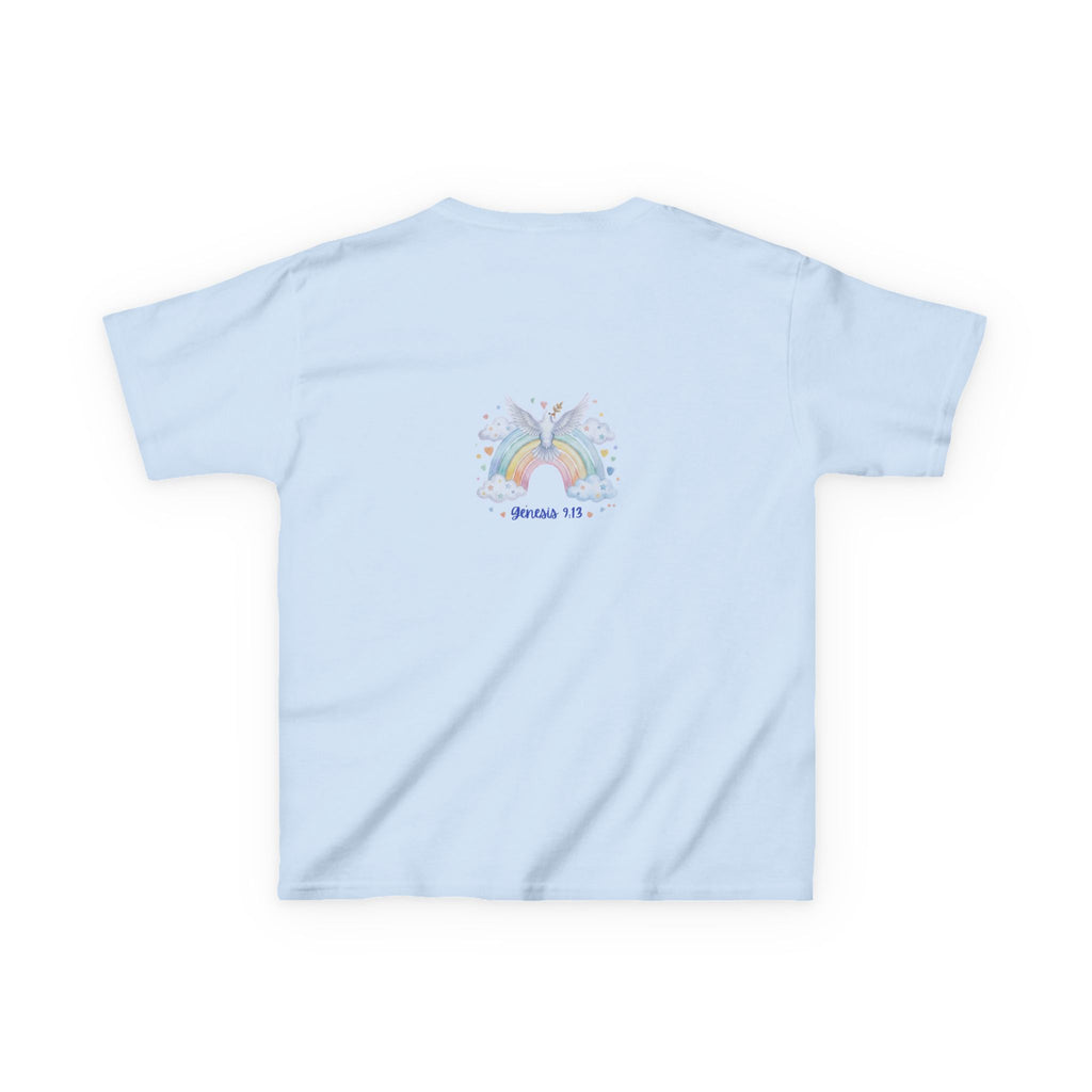 Christian Kids T-Shirt — "God Keeps His Promises" Rainbow Dove Tee | Psalm 145:13