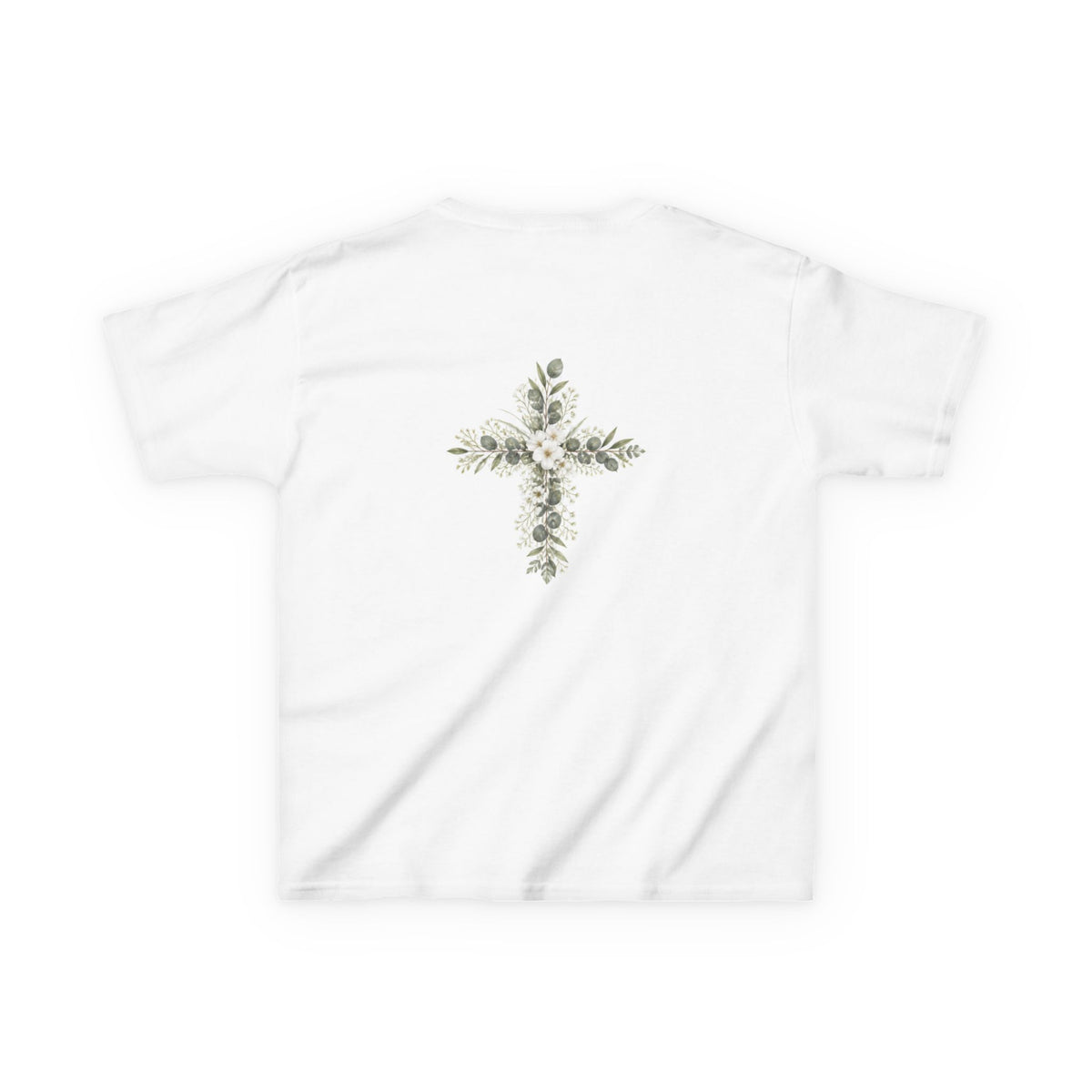 Kids Tee — Floral Cross “Faith” Christian Shirt for Children (Easter, Baptism, Church)