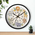 Safari Friends Nursery Wall Clock — Cute Jungle Animal Kids Clock