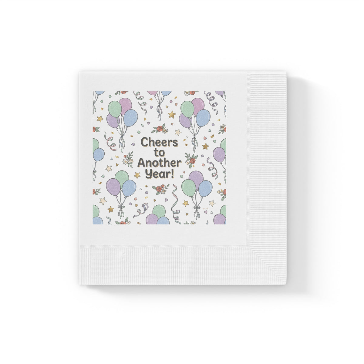 Cheers to Another Year Cocktail Napkins — Birthday & New Year Party Beverage Napkins