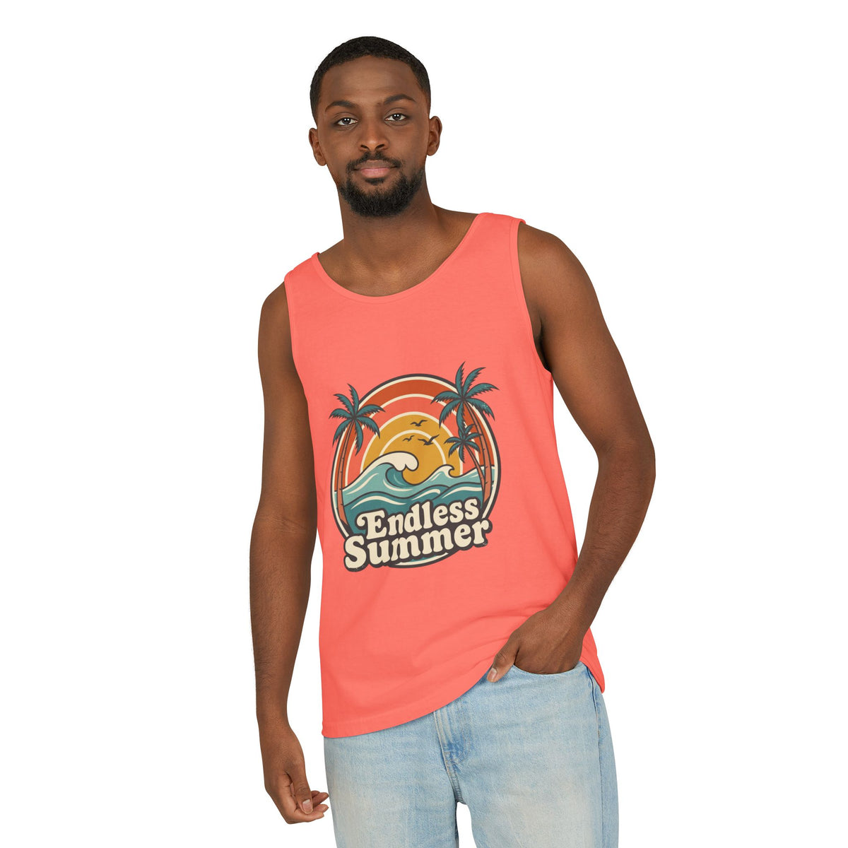 Endless Summer Tank Top — Retro Beach Palm Tree Surf Graphic