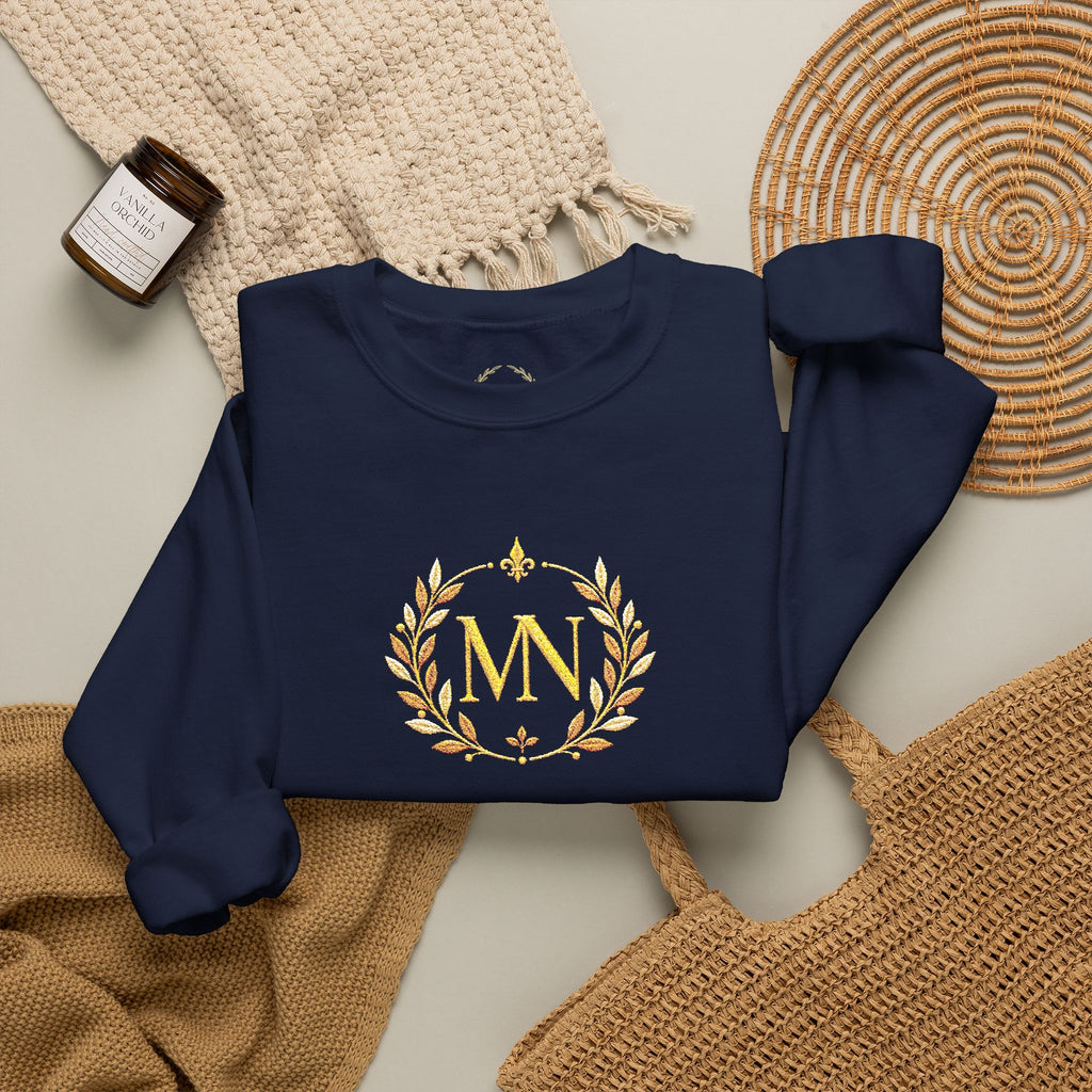 Gold Laurel Monogram Crewneck Sweatshirt