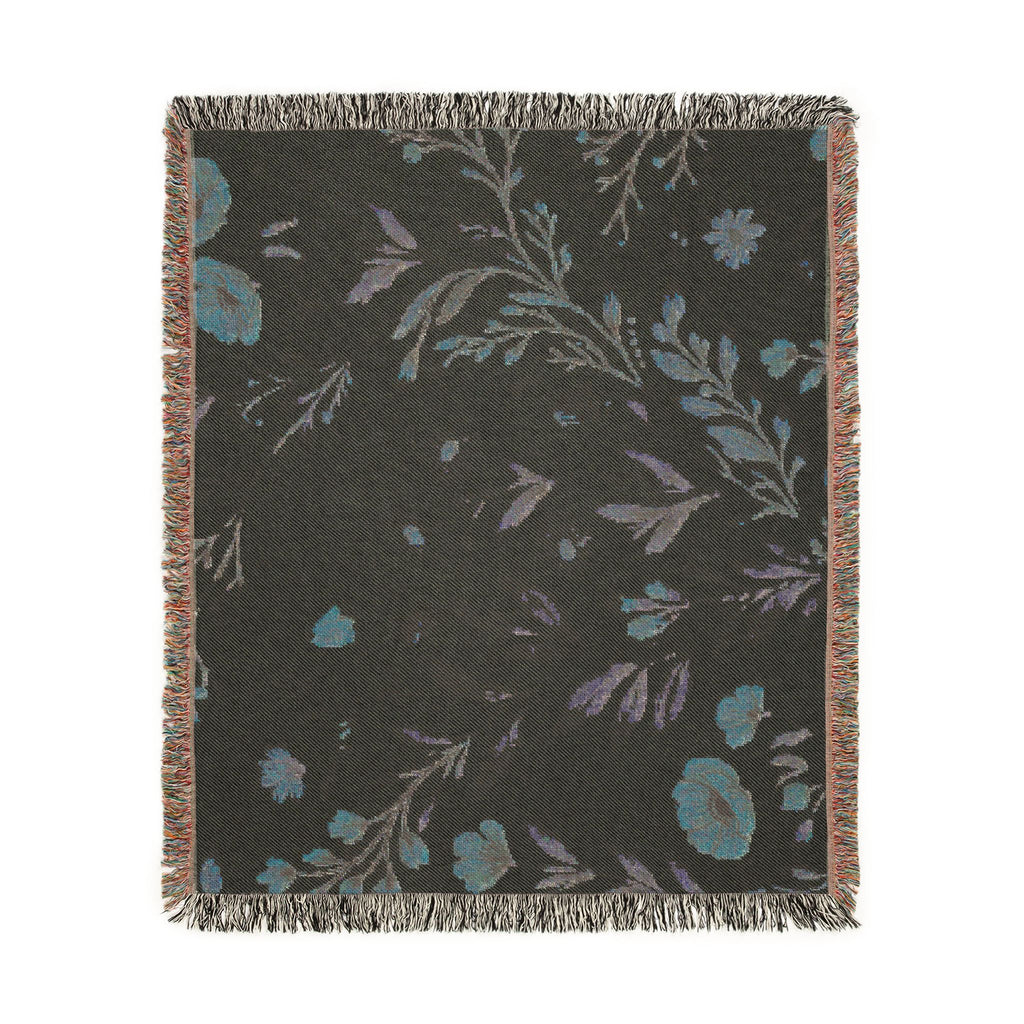 Floral Woven Blanket — Vintage Botanical Throw with Fringe