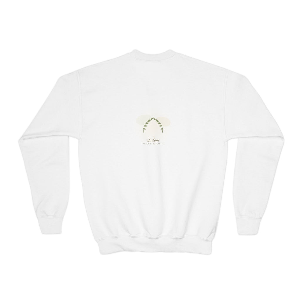 Youth Crewneck Sweatshirt — 'Peace Be With You' Dove Holiday Sweatshirt
