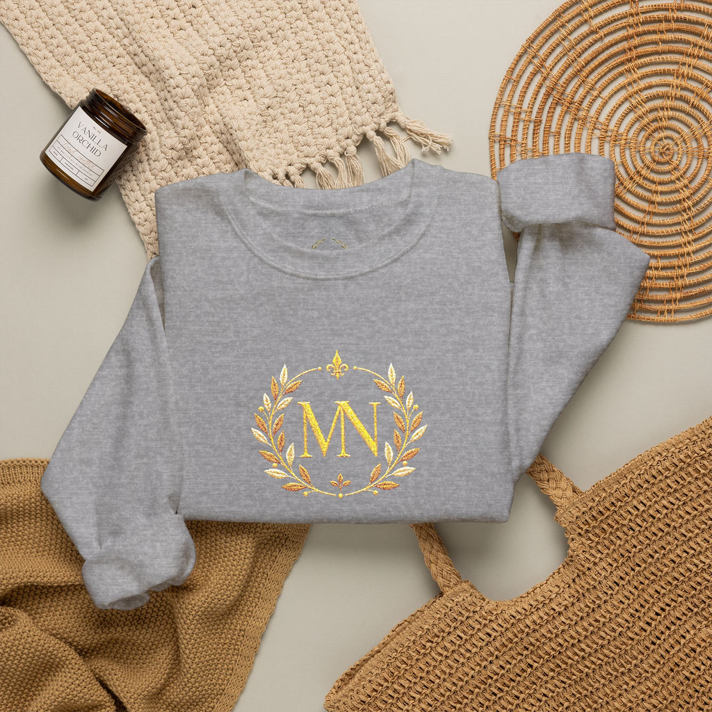 Gold Laurel Monogram Crewneck Sweatshirt