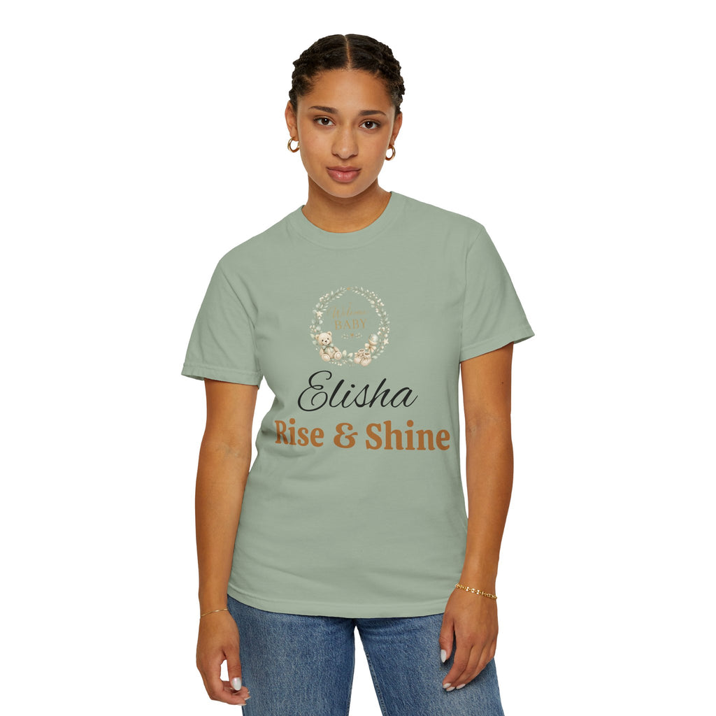 Personalized 'Rise & Shine' T-Shirt — Custom Name Floral Monogram Tee