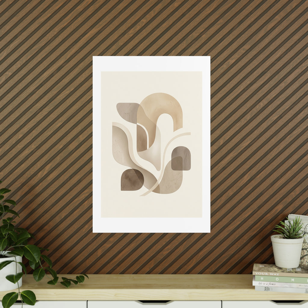 Beige Botanical Wall Art Poster — Minimalist Neutral Print, 250gsm Photo Paper, Matte or Satin