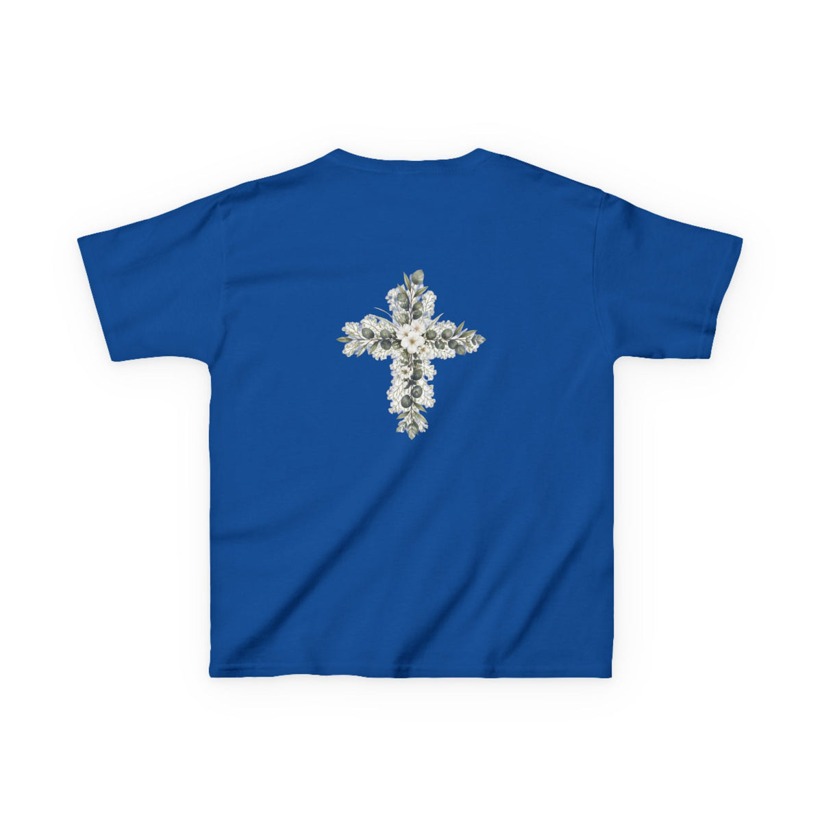 Kids Tee — Floral Cross “Faith” Christian Shirt for Children (Easter, Baptism, Church)