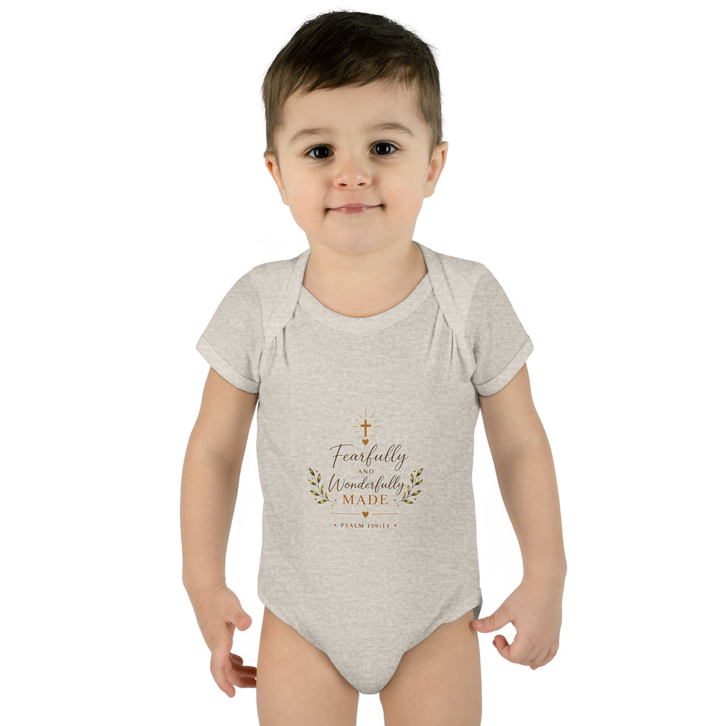Fearfully & Wonderfully Made Baby Bodysuit | Christian Baptism Gift Onesie