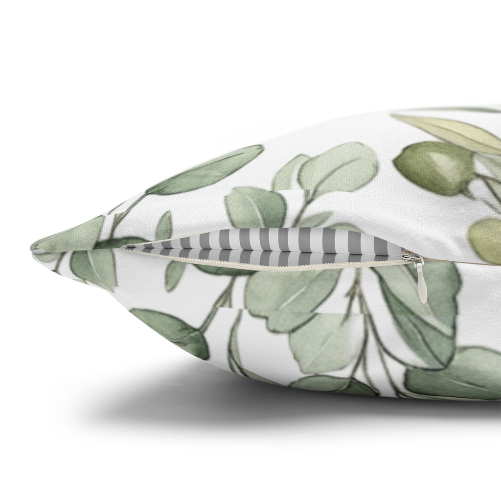 Botanical Greenery Square Pillowcase — Watercolour Eucalyptus & Fern Throw Pillow Cover