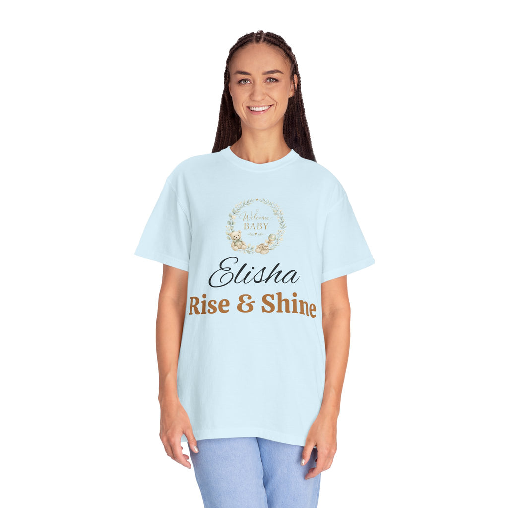Personalized 'Rise & Shine' T-Shirt — Custom Name Floral Monogram Tee