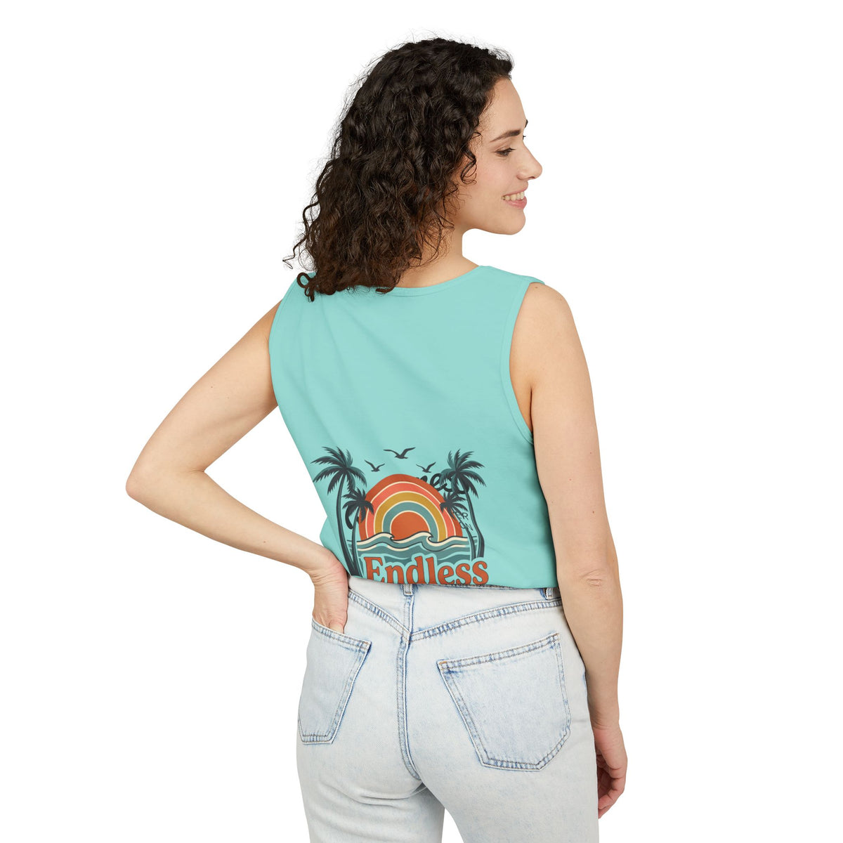 Endless Summer Tank Top — Retro Beach Palm Tree Surf Graphic