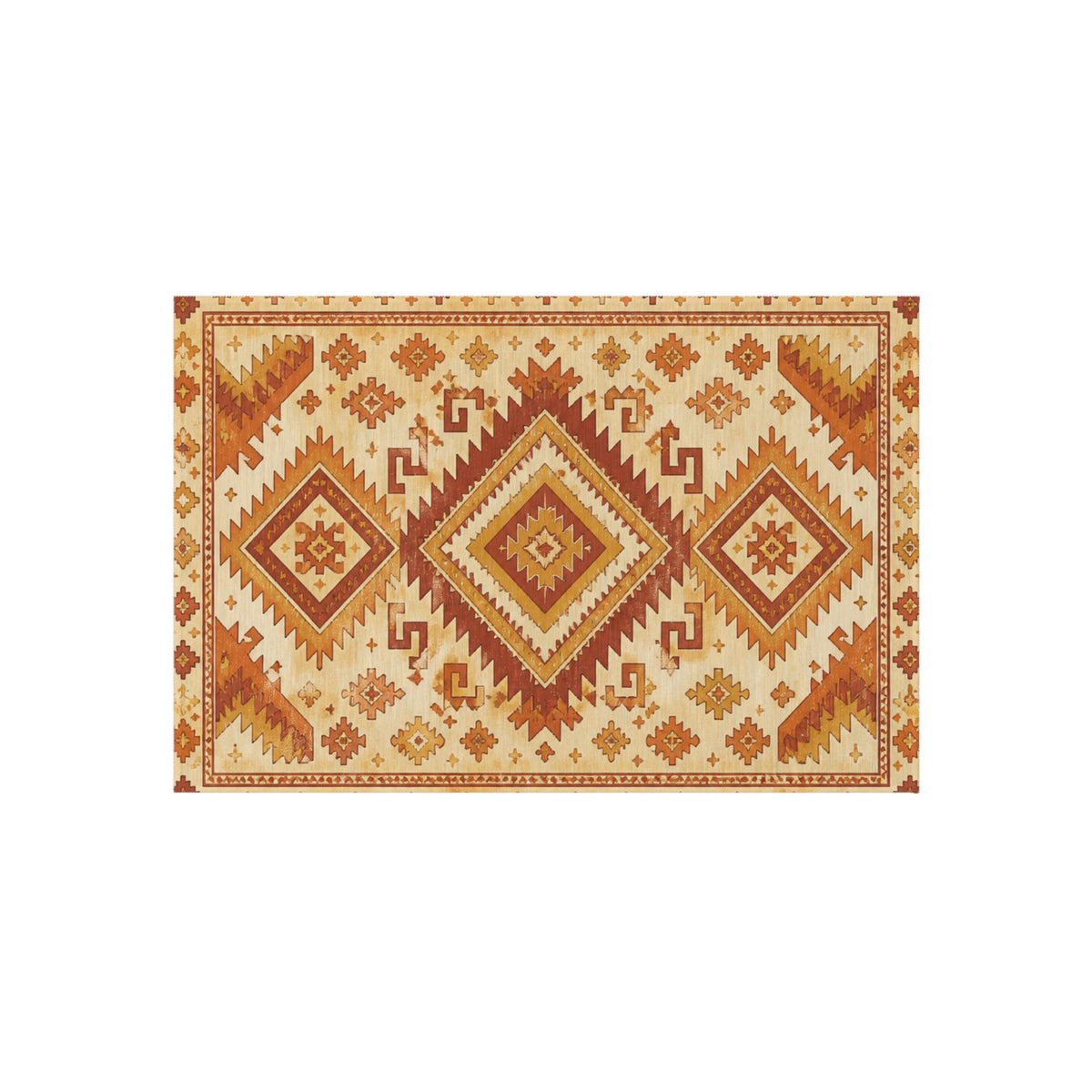 Southwestern Outdoor Rug — Rust & Gold Geometric Patio Mat