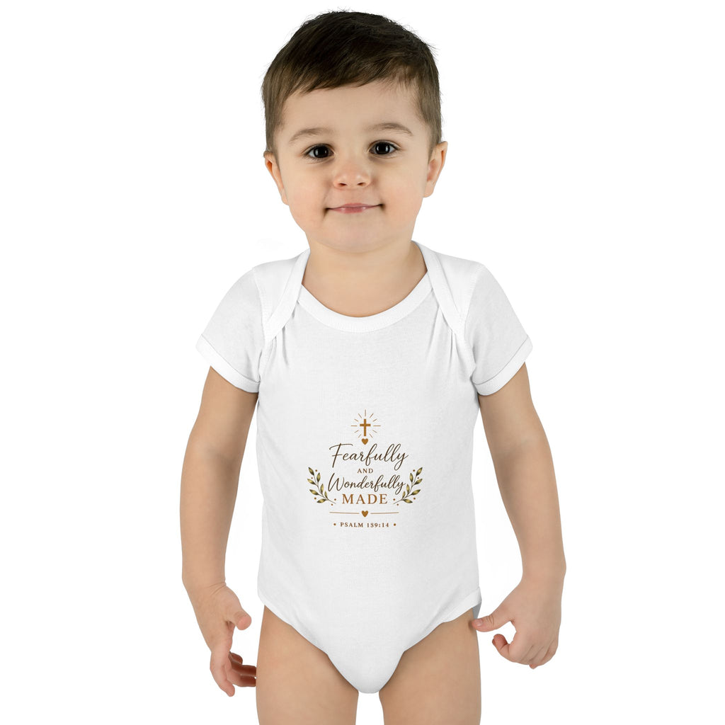 Fearfully & Wonderfully Made Baby Bodysuit | Christian Baptism Gift Onesie