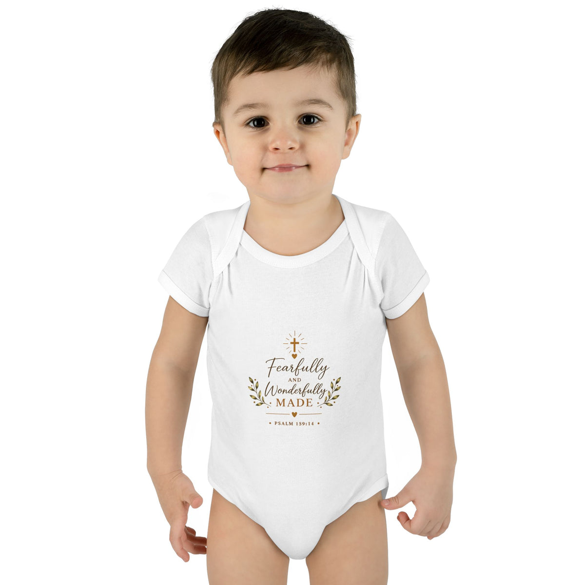 Fearfully & Wonderfully Made Baby Bodysuit | Christian Baptism Gift Onesie