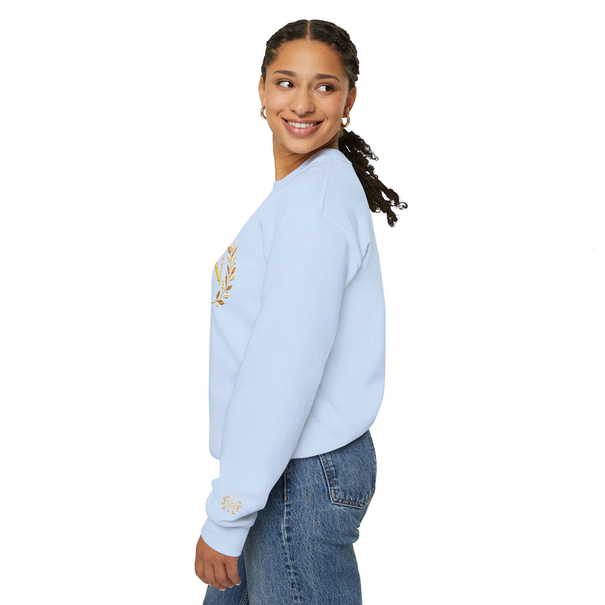 Gold Laurel Monogram Crewneck Sweatshirt