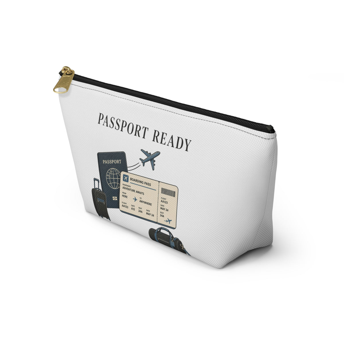 Passport Ready Travel Accessory Pouch — T‑Bottom Toiletry & Document Organizer