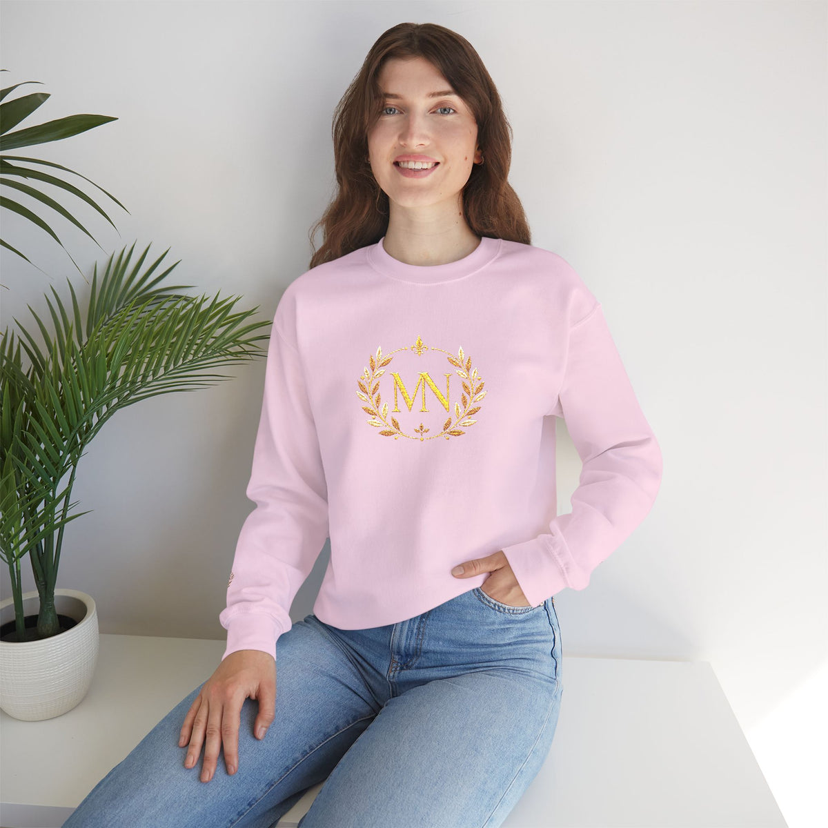 Gold Laurel Monogram Crewneck Sweatshirt