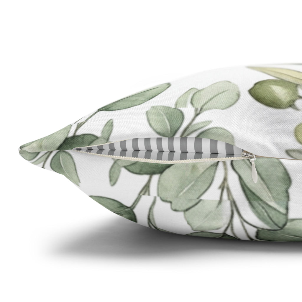 Botanical Greenery Square Pillowcase — Watercolour Eucalyptus & Fern Throw Pillow Cover