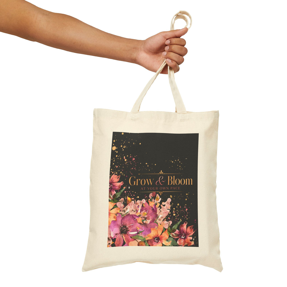 Grow & Bloom Floral Canvas Tote Bag
