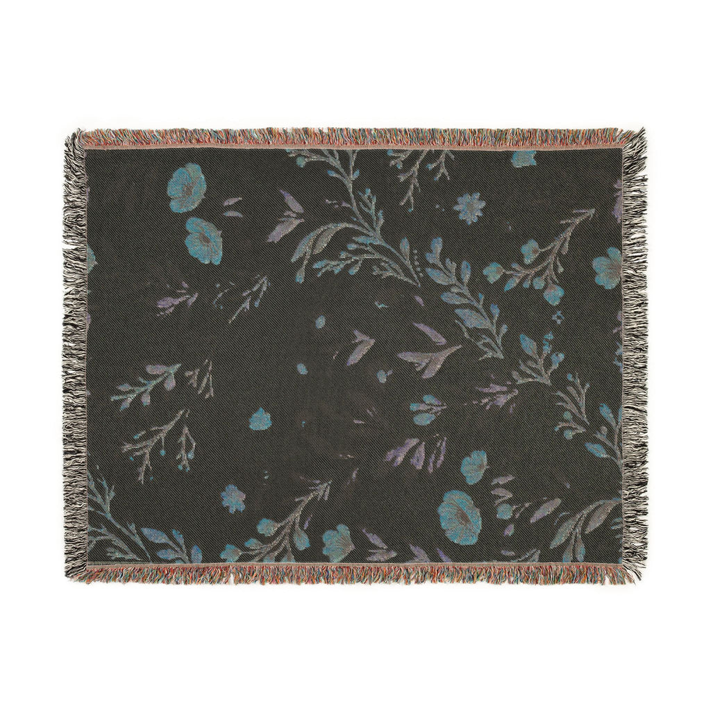 Floral Woven Blanket — Vintage Botanical Throw with Fringe
