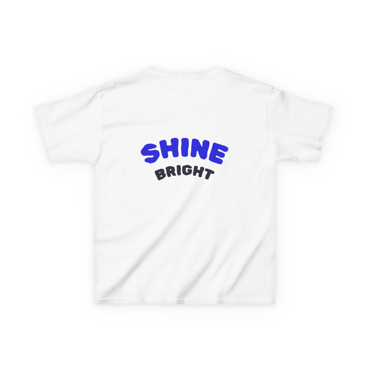 Kids Tee — "Be Kind, Be Cool" Dinosaur Graphic with "Shine Bright" Back