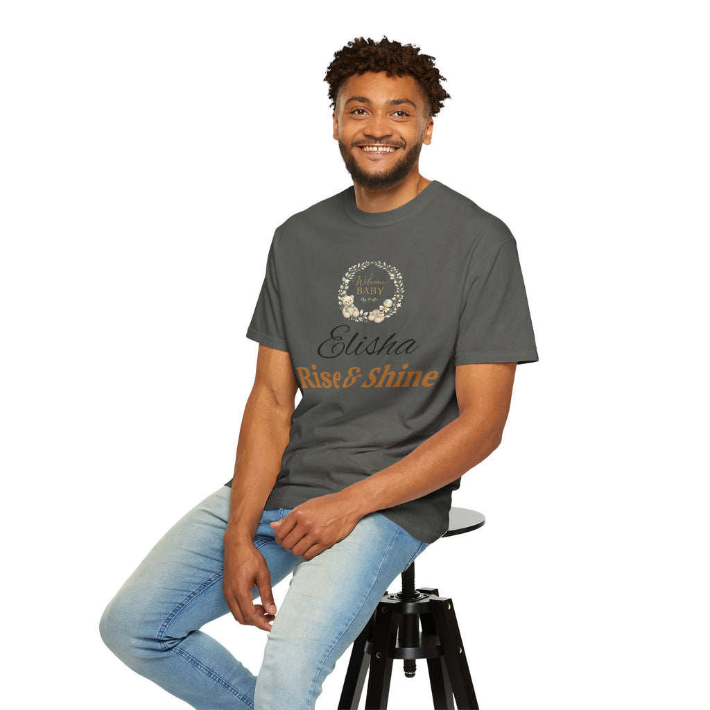 Personalized 'Rise & Shine' T-Shirt — Custom Name Floral Monogram Tee