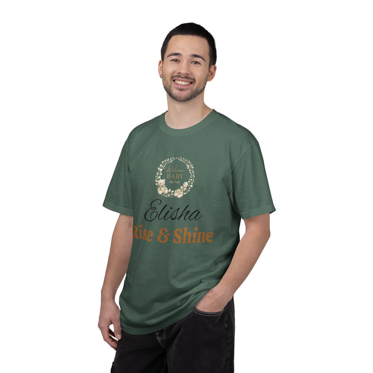 Personalized 'Rise & Shine' T-Shirt — Custom Name Floral Monogram Tee