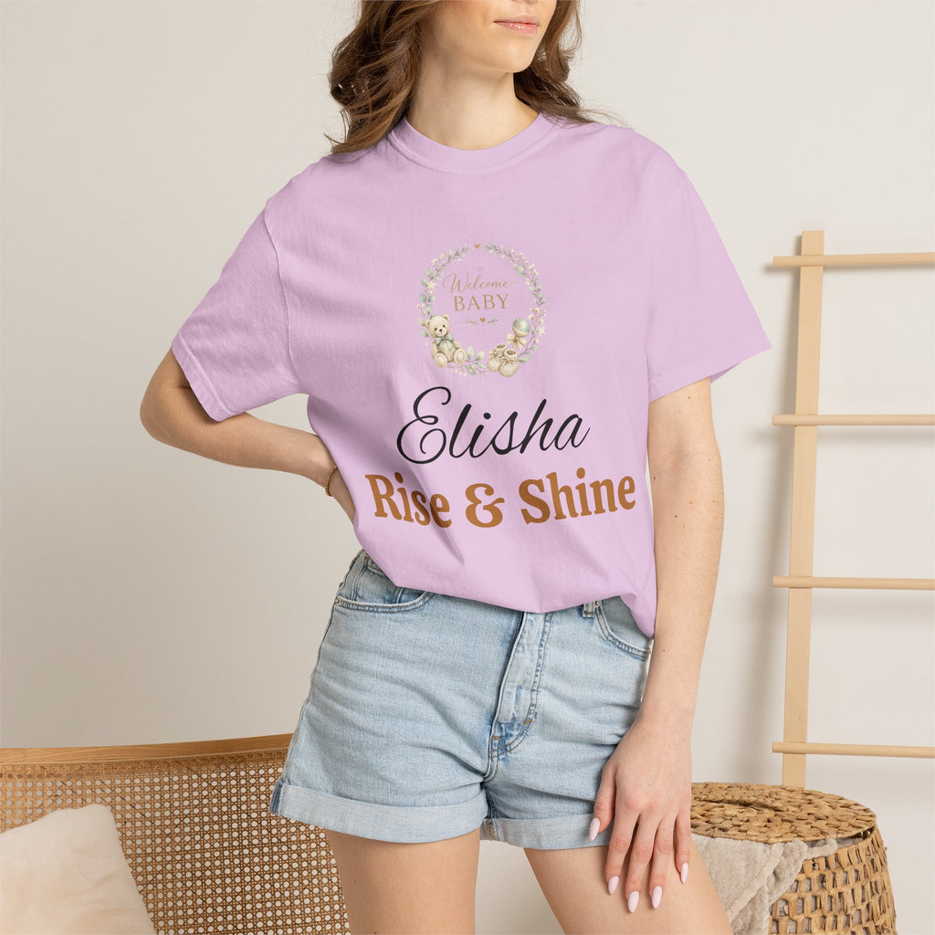 Personalized 'Rise & Shine' T-Shirt — Custom Name Floral Monogram Tee