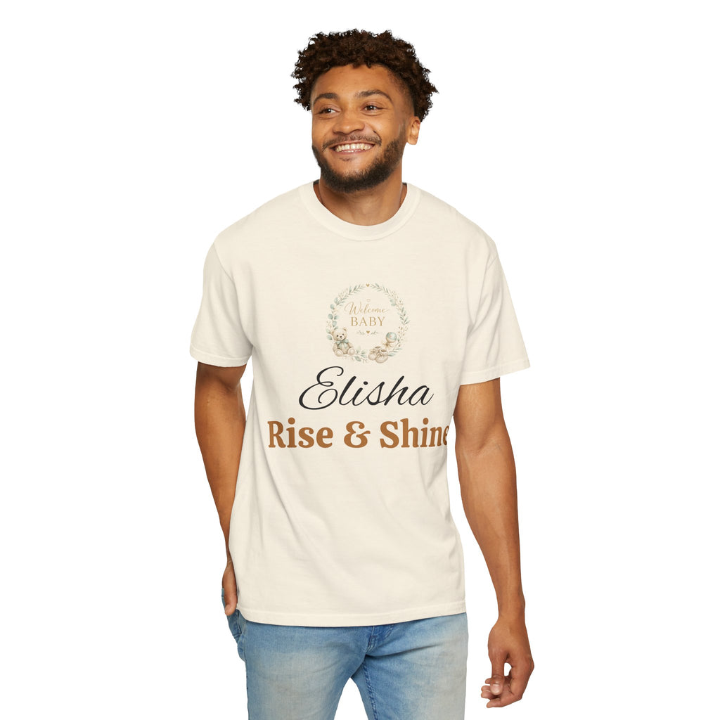 Personalized 'Rise & Shine' T-Shirt — Custom Name Floral Monogram Tee