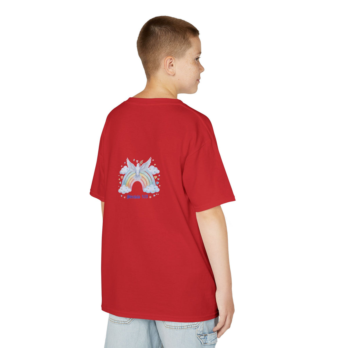 Christian Kids T-Shirt — "God Keeps His Promises" Rainbow Dove Tee | Psalm 145:13