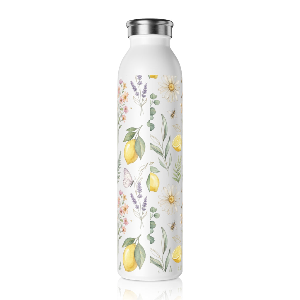 Slim Water Bottle - Lemon Floral Insulated Stainless Steel Bottle