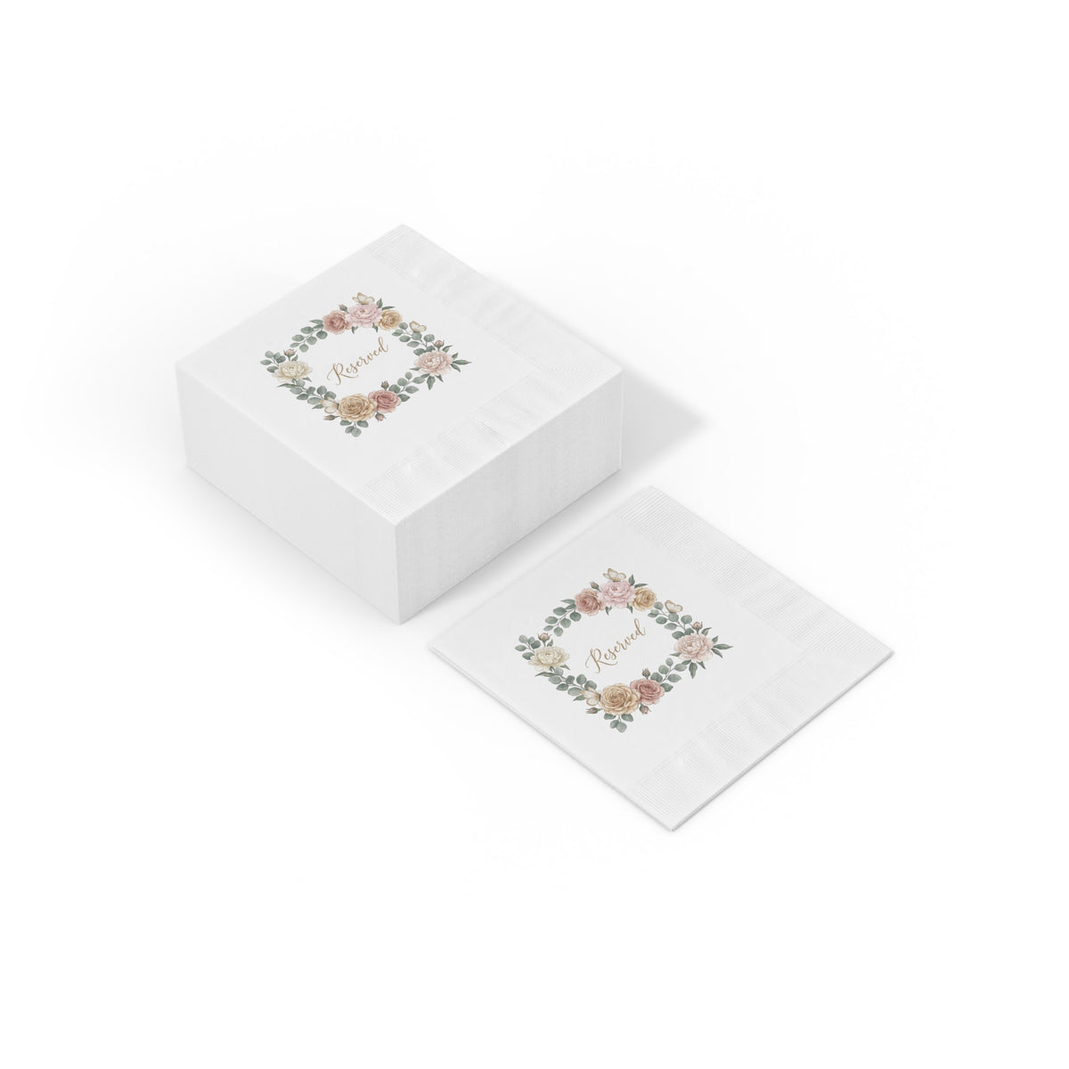 Reserved Floral Napkins — Elegant Wedding & Event Cocktail Napkins