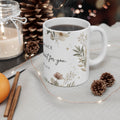 Rooted in Grace Ceramic Mug — 2 Corinthians 12:9 Floral Scripture Coffee Cup