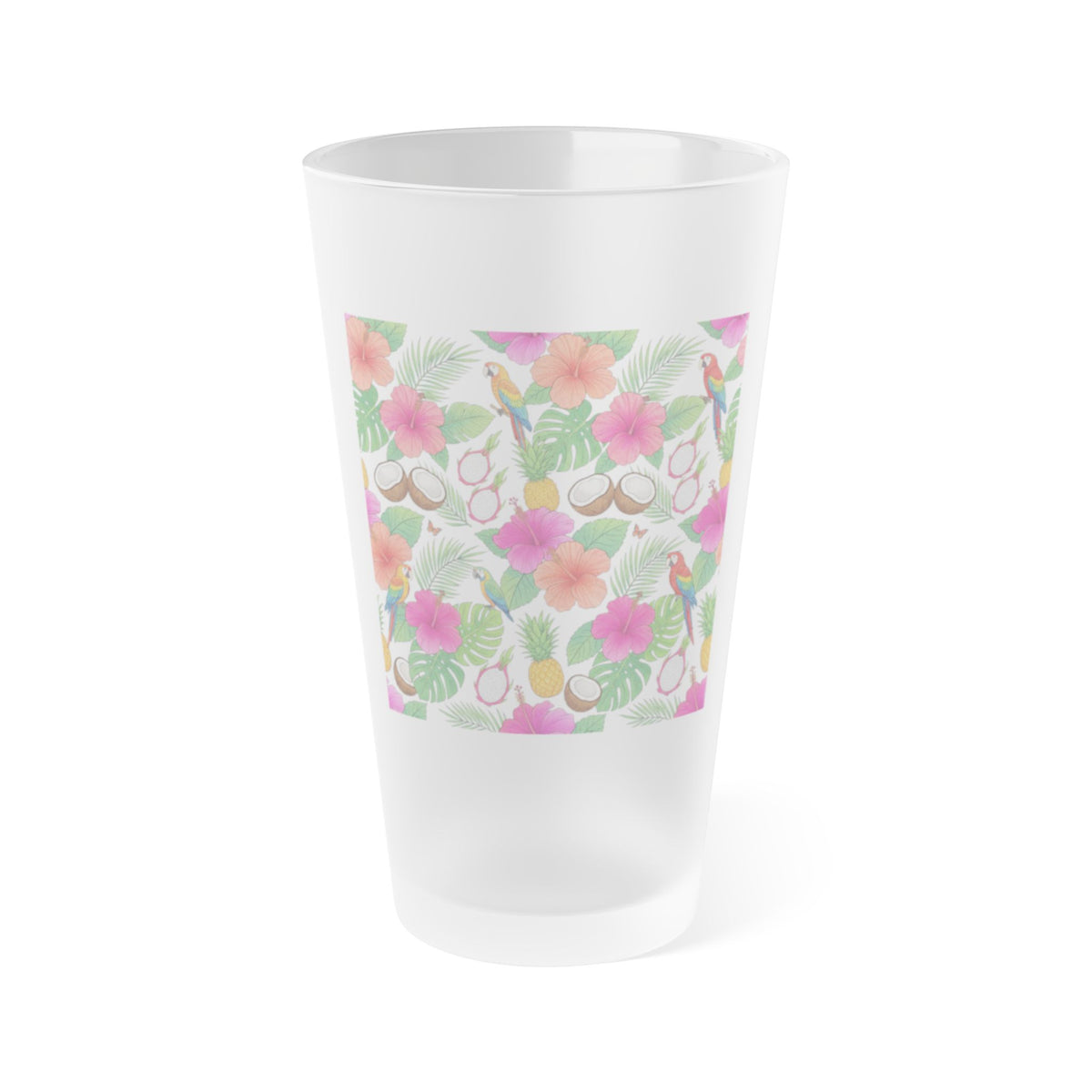 Frosted Pint Glass – Watercolor Floral 16oz Beer & Drink Glass
