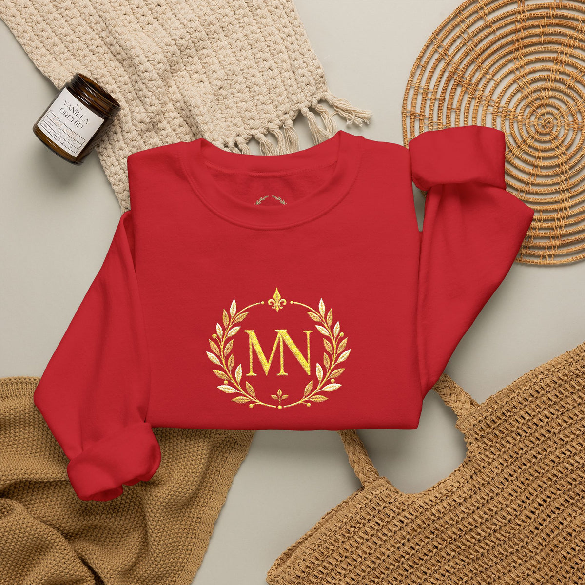 Gold Laurel Monogram Crewneck Sweatshirt