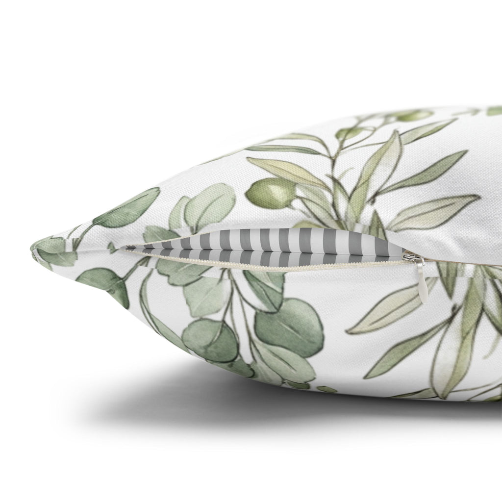 Botanical Greenery Square Pillowcase — Watercolour Eucalyptus & Fern Throw Pillow Cover