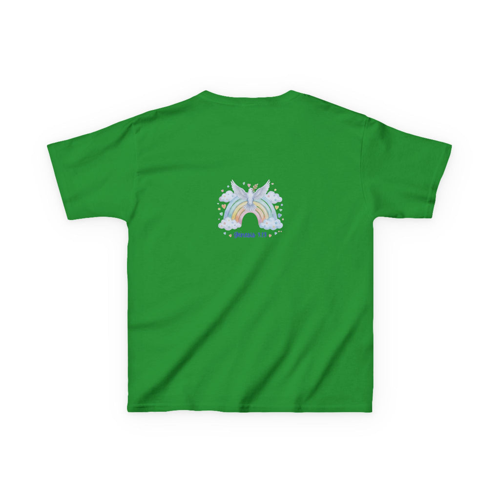 Christian Kids T-Shirt — "God Keeps His Promises" Rainbow Dove Tee | Psalm 145:13