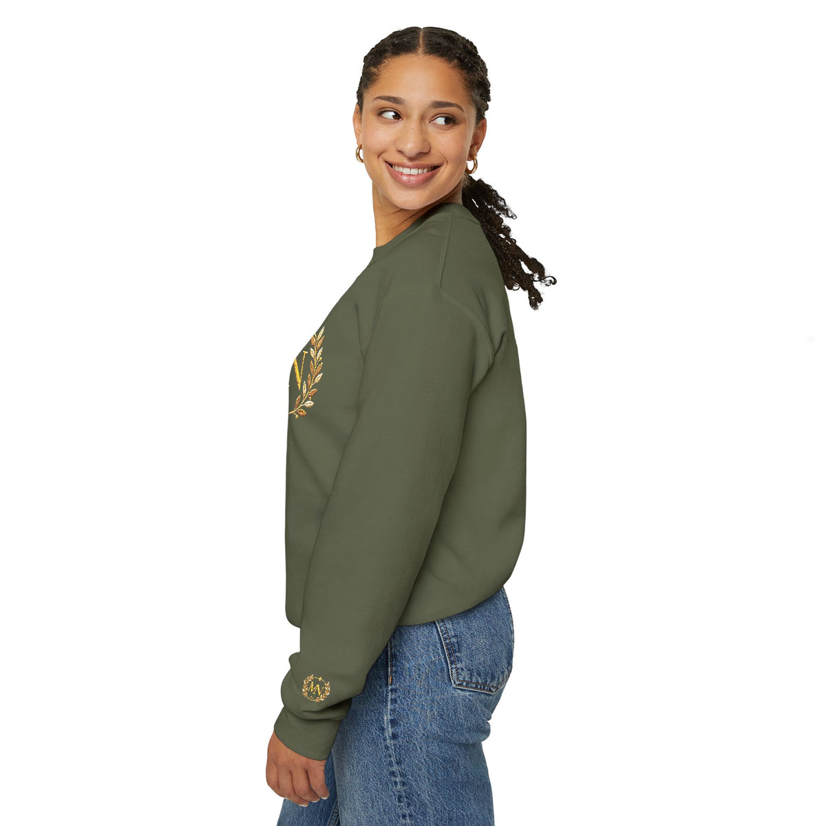 Gold Laurel Monogram Crewneck Sweatshirt