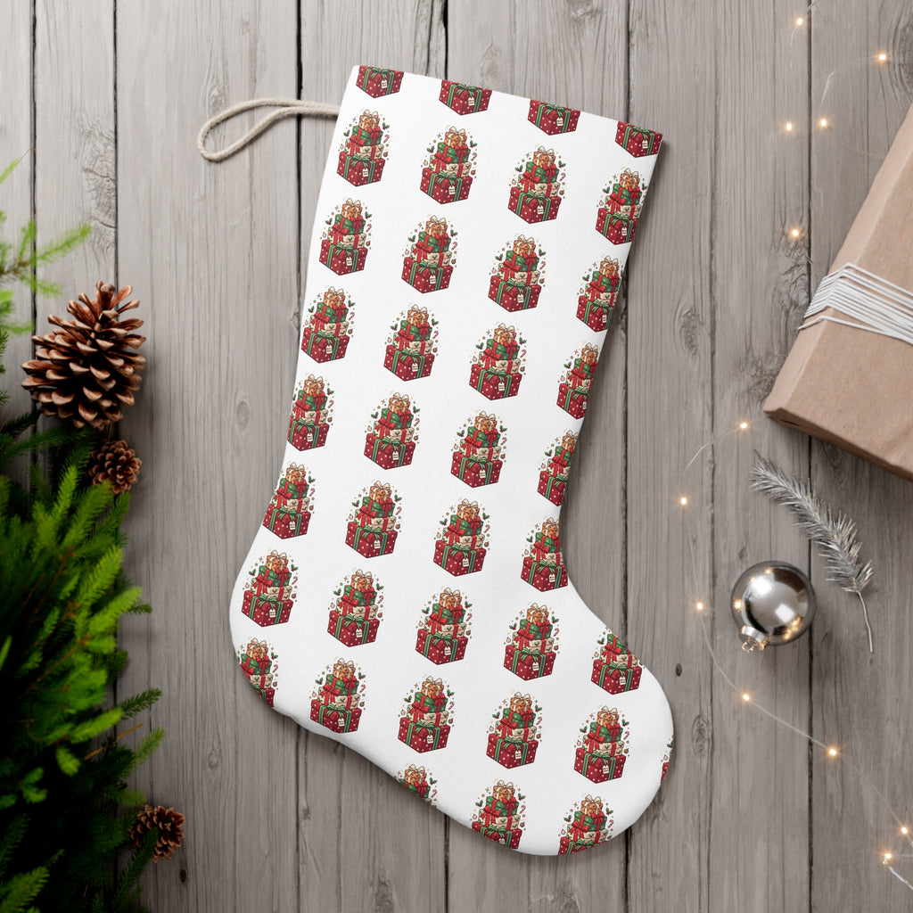 Santa Presents Christmas Stocking — Festive Holiday Stocking for Kids & Adults