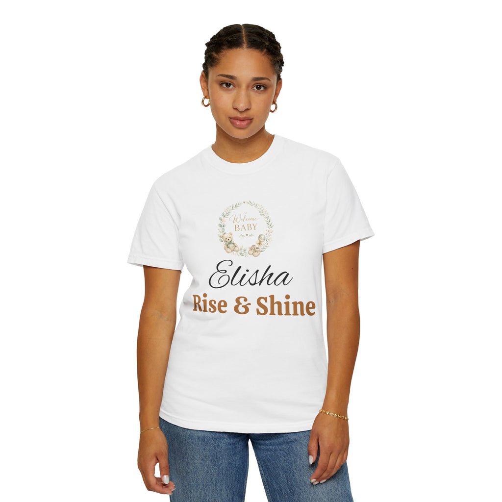 Personalized 'Rise & Shine' T-Shirt — Custom Name Floral Monogram Tee