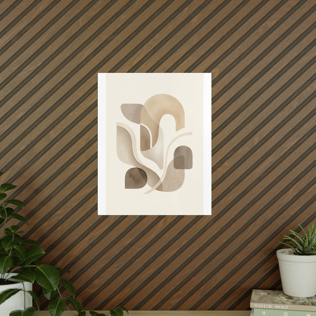 Beige Botanical Wall Art Poster — Minimalist Neutral Print, 250gsm Photo Paper, Matte or Satin