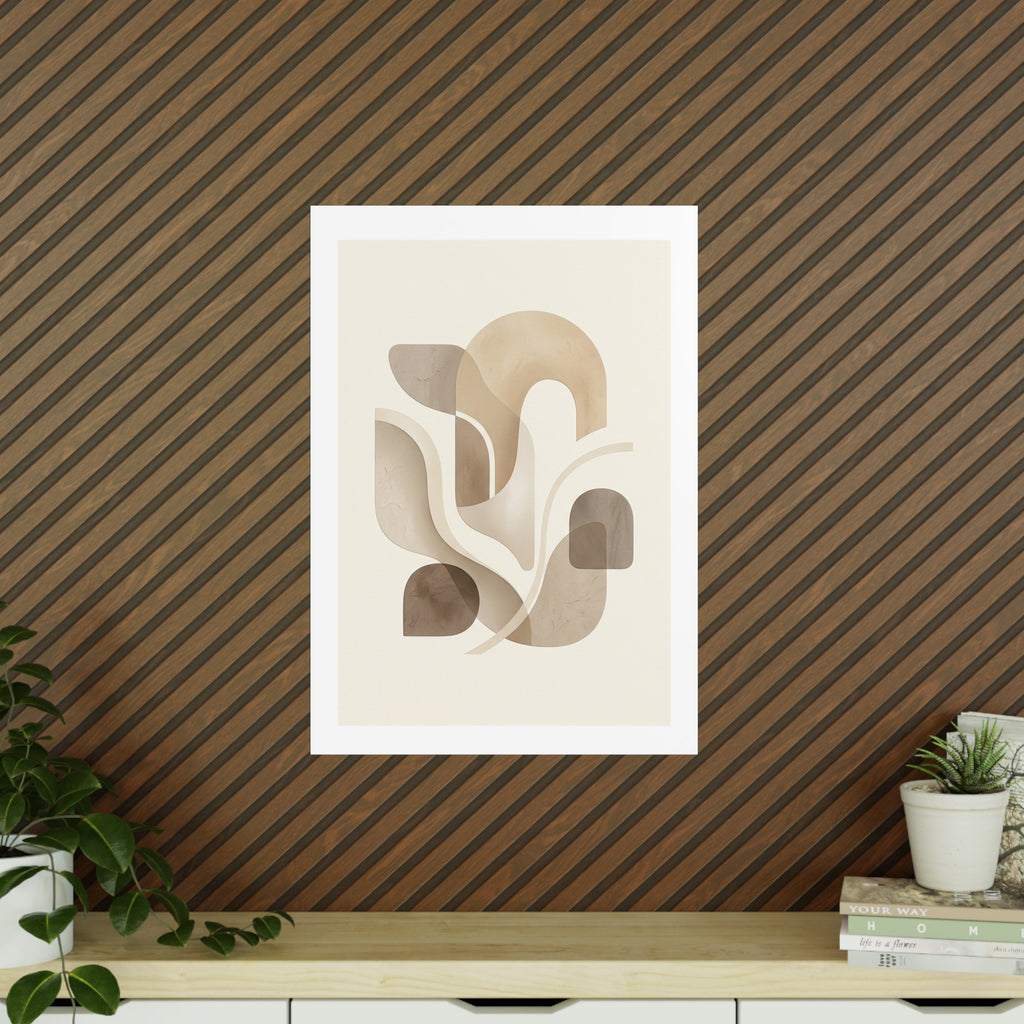 Beige Botanical Wall Art Poster — Minimalist Neutral Print, 250gsm Photo Paper, Matte or Satin