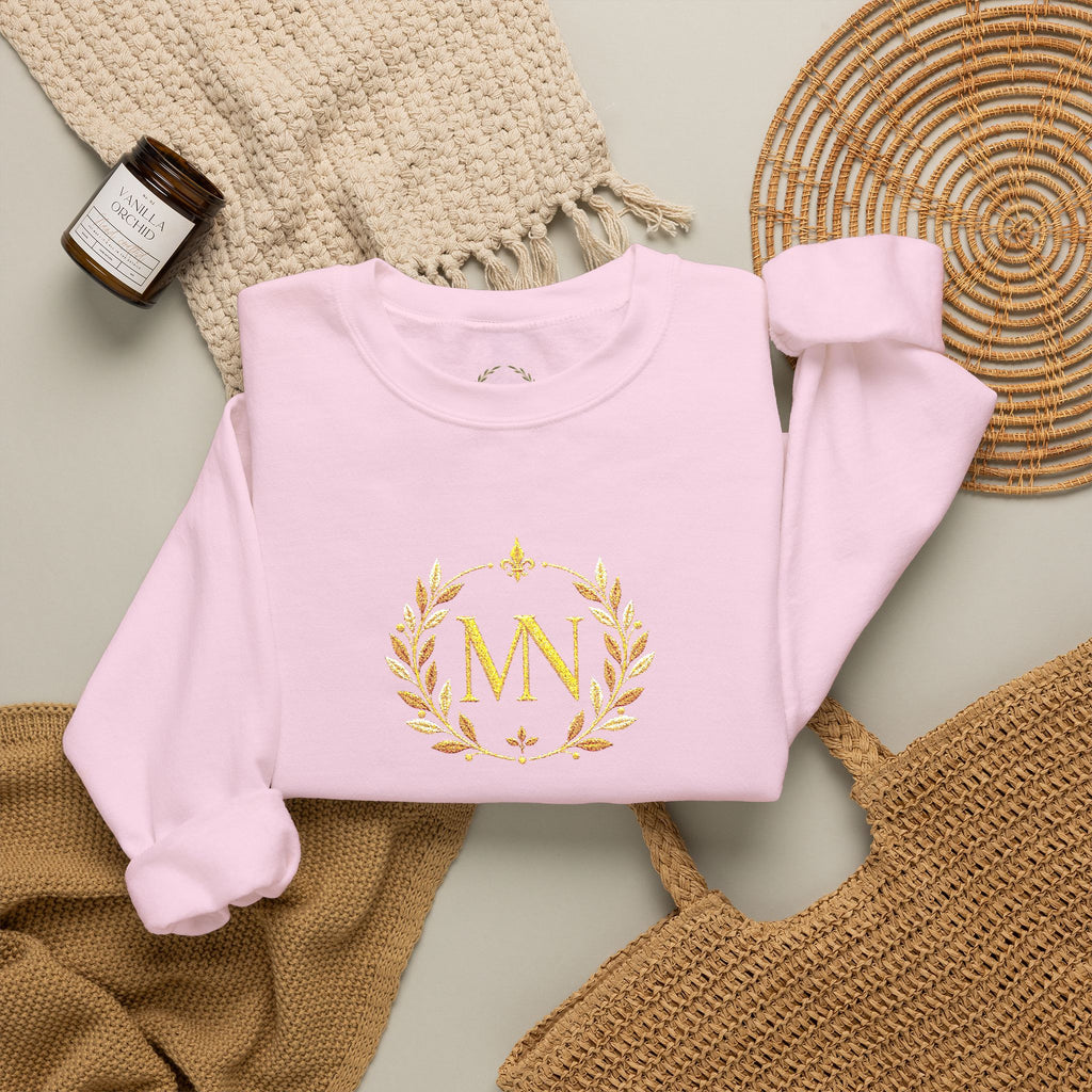 Gold Laurel Monogram Crewneck Sweatshirt