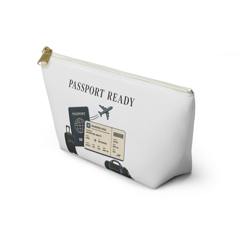 Passport Ready Travel Accessory Pouch — T‑Bottom Toiletry & Document Organizer