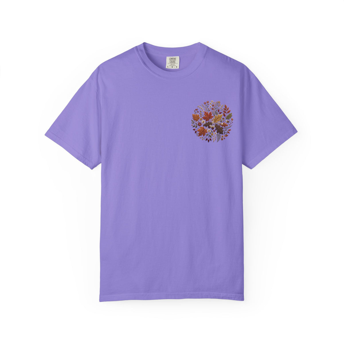T-Shirt — Autumn Floral Wreath Tee (Fall Leaves Chest & Back Print)