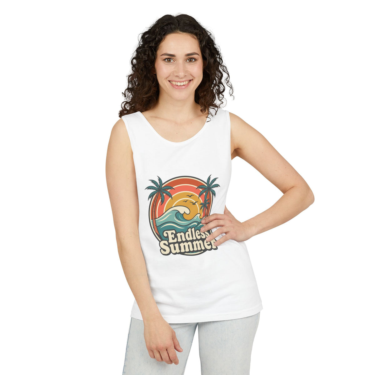 Endless Summer Tank Top — Retro Beach Palm Tree Surf Graphic